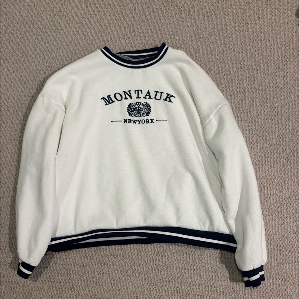 Altar'd State White and Black Crew Neck Sweater